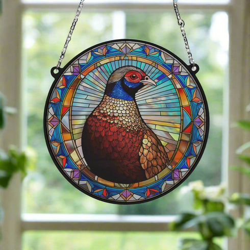 Norman The Pheasant Stained Glass Effect Suncatcher